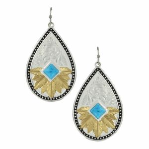 Montana Silversmiths Feathered Desert Flower Turquoise Earrings (ER3445YG)